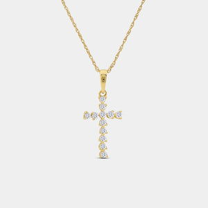 Gilded 1/4 Carat Lab-Grown Diamond Classic Cross Bail Pendant