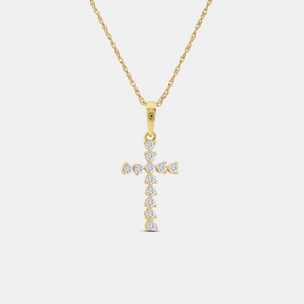 Gilded 1/4 Carat Lab-Grown Diamond Classic Cross Bail Pendant