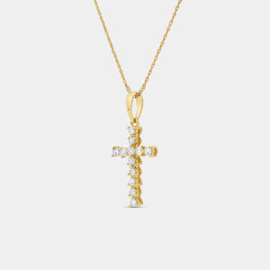 Gilded 1/4 Carat Lab-Grown Diamond Classic Cross Bail Pendant