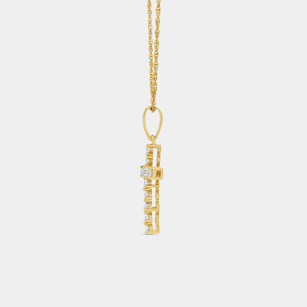 Gilded 1/4 Carat Lab-Grown Diamond Classic Cross Bail Pendant