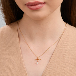 Gilded 1/4 Carat Lab-Grown Diamond Vintage-Style Cross Pendant