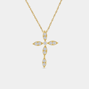 Gilded 1/4 Carat Lab-Grown Diamond Vintage-Style Cross Pendant
