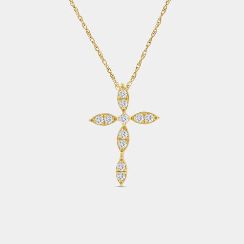 Gilded 1/4 Carat Lab-Grown Diamond Vintage-Style Cross Pendant