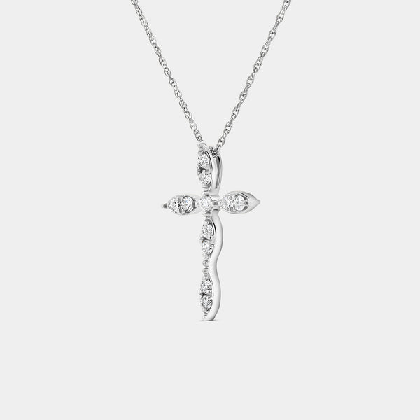 Gilded 1/4 Carat Lab-Grown Diamond Vintage-Style Cross Pendant