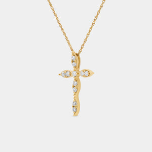 Gilded 1/4 Carat Lab-Grown Diamond Vintage-Style Cross Pendant