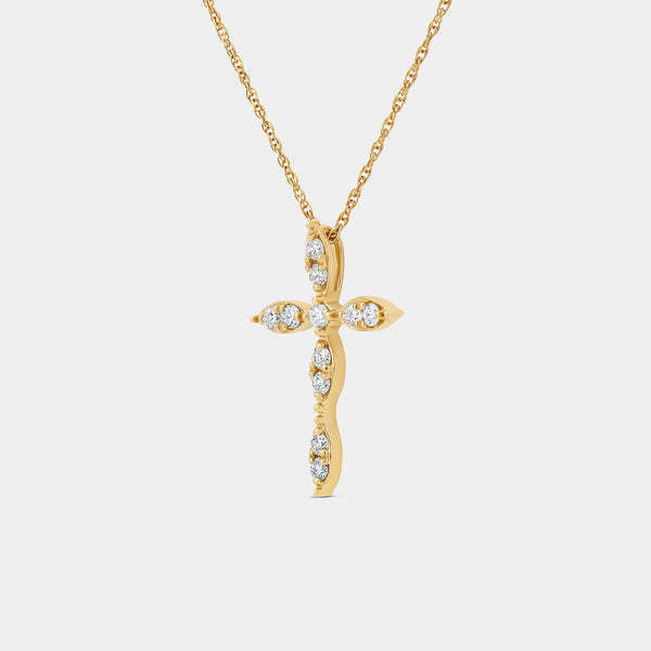 Gilded 1/4 Carat Lab-Grown Diamond Vintage-Style Cross Pendant