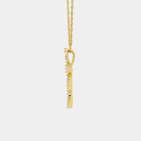Gilded 1/4 Carat Lab-Grown Diamond Vintage-Style Cross Pendant