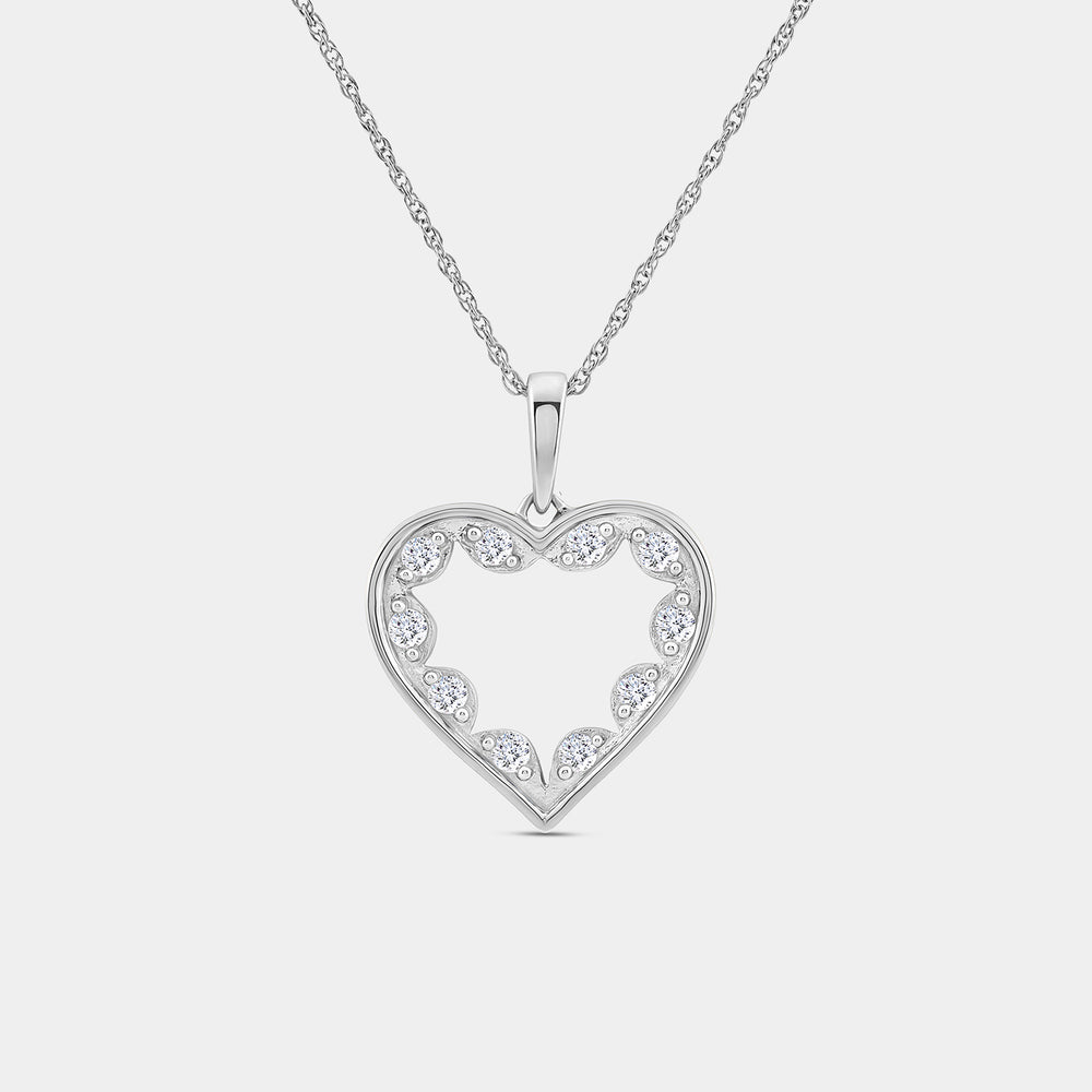 Gilded 1/4 Carat Lab-Grown Diamond Lace Heart-Shaped Pendant