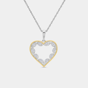 Gilded 1/4 Carat Lab-Grown Diamond Lace Heart-Shaped Pendant