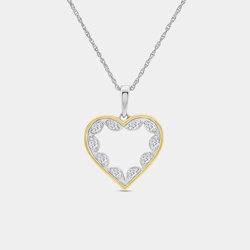 Gilded 1/4 Carat Lab-Grown Diamond Lace Heart-Shaped Pendant