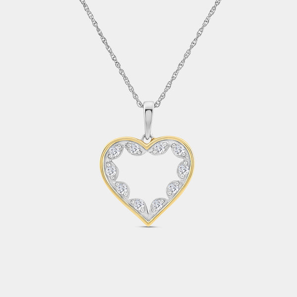 Gilded 1/4 Carat Lab-Grown Diamond Lace Heart-Shaped Pendant