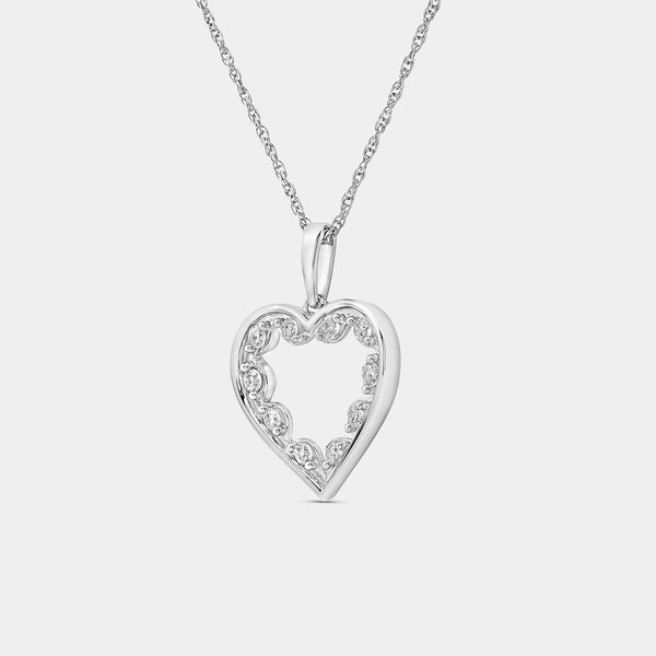 Gilded 1/4 Carat Lab-Grown Diamond Lace Heart-Shaped Pendant