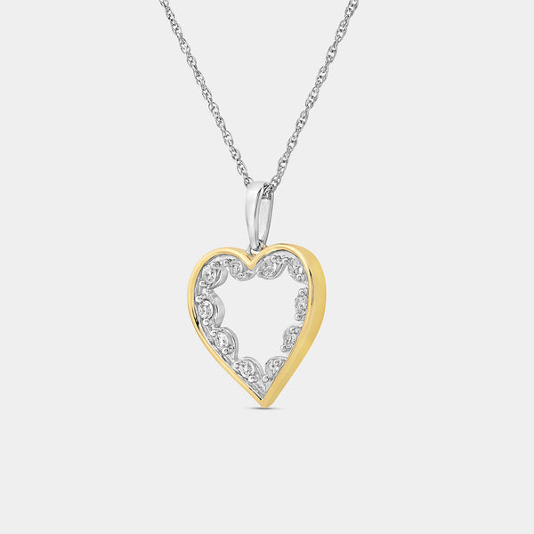 Gilded 1/4 Carat Lab-Grown Diamond Lace Heart-Shaped Pendant