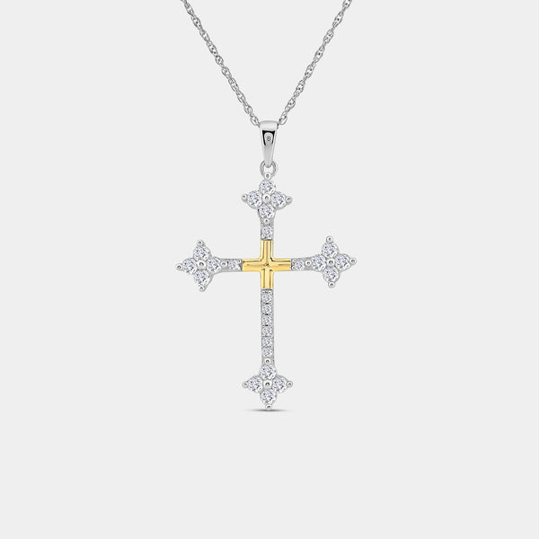 Gilded 1/2 Carat Lab-Grown Diamond Gothic-Style Cross Pendant
