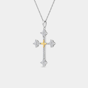 Gilded 1/2 Carat Lab-Grown Diamond Gothic-Style Cross Pendant