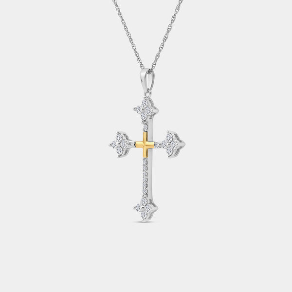 Gilded 1/2 Carat Lab-Grown Diamond Gothic-Style Cross Pendant