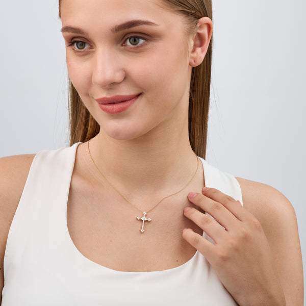 1/2 Carat Lab-Grown Diamond Gothic-Style Multi-Center Cross Pendant — GILDED New York