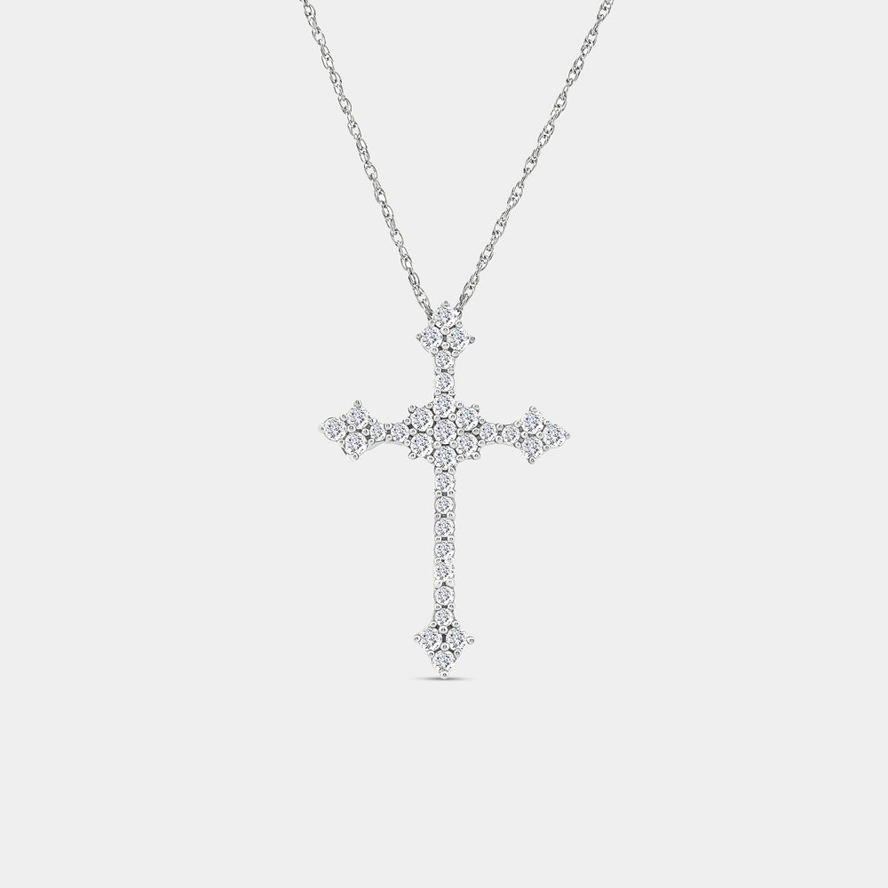 Gilded 1/2 Carat Lab-Grown Diamond Gothic-Style Multi-Center Cross Pendant