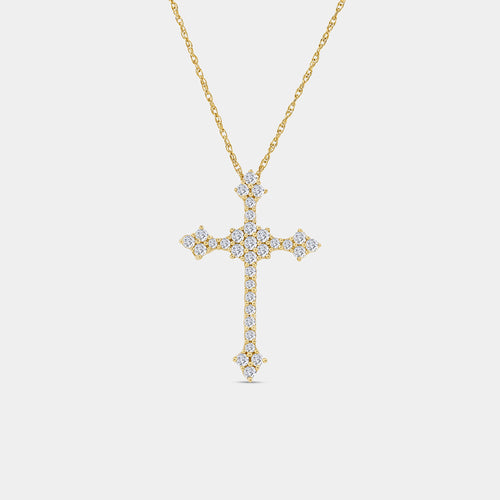 Gilded 1/2 Carat Lab-Grown Diamond Gothic-Style Multi-Center Cross Pendant