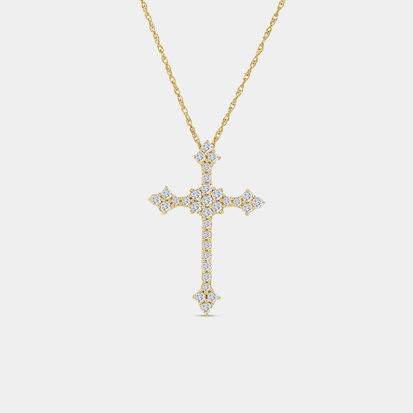 1/2 Carat Lab-Grown Diamond Gothic-Style Multi-Center Cross Pendant — GILDED New York