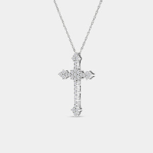 Gilded 1/2 Carat Lab-Grown Diamond Gothic-Style Multi-Center Cross Pendant