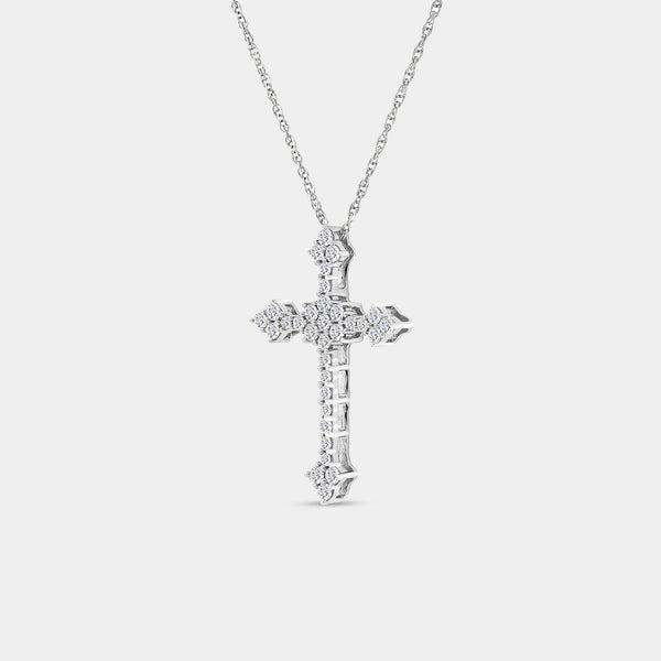 1/2 Carat Lab-Grown Diamond Gothic-Style Multi-Center Cross Pendant — GILDED New York