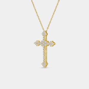 Gilded 1/2 Carat Lab-Grown Diamond Gothic-Style Multi-Center Cross Pendant