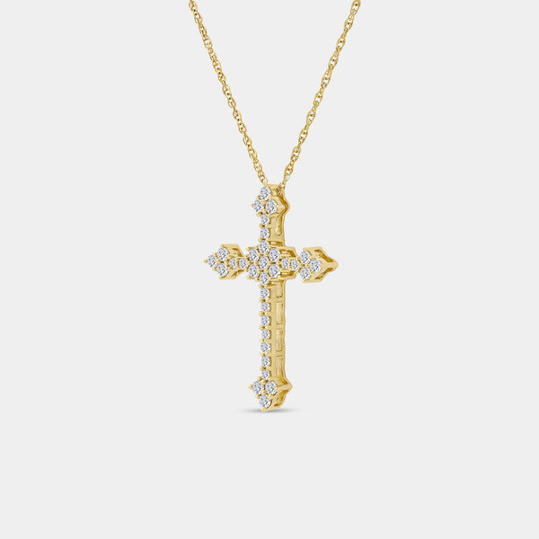 1/2 Carat Lab-Grown Diamond Gothic-Style Multi-Center Cross Pendant — GILDED New York