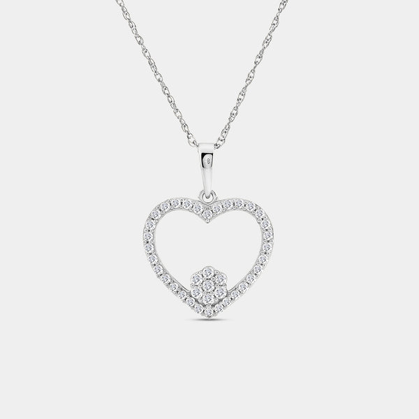 Gilded 1/4 Carat Lab-Grown Diamond Blossom Heart-Shaped Necklace