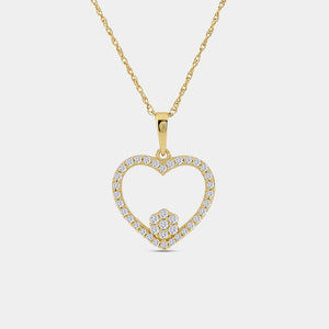 Gilded 1/4 Carat Lab-Grown Diamond Blossom Heart-Shaped Necklace