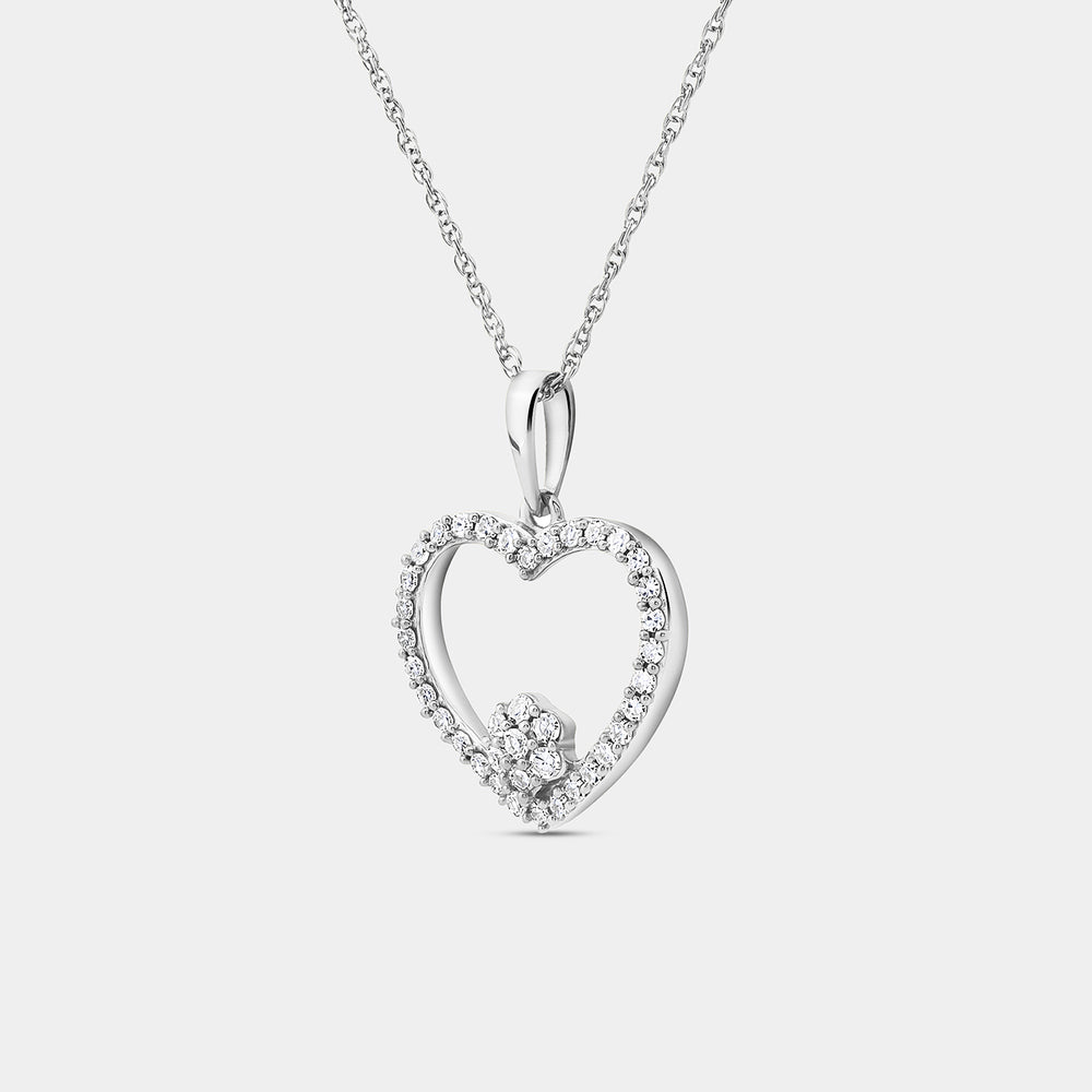 Gilded 1/4 Carat Lab-Grown Diamond Blossom Heart-Shaped Necklace