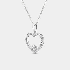 Gilded 1/4 Carat Lab-Grown Diamond Blossom Heart-Shaped Necklace