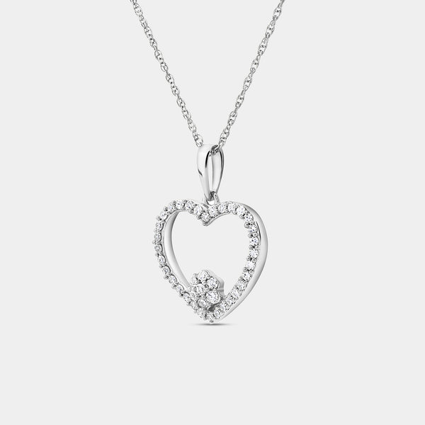 Gilded 1/4 Carat Lab-Grown Diamond Blossom Heart-Shaped Necklace