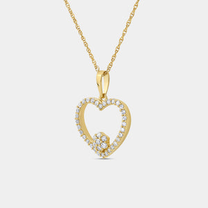 Gilded 1/4 Carat Lab-Grown Diamond Blossom Heart-Shaped Necklace