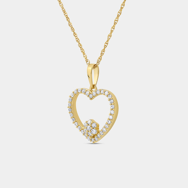 Gilded 1/4 Carat Lab-Grown Diamond Blossom Heart-Shaped Necklace