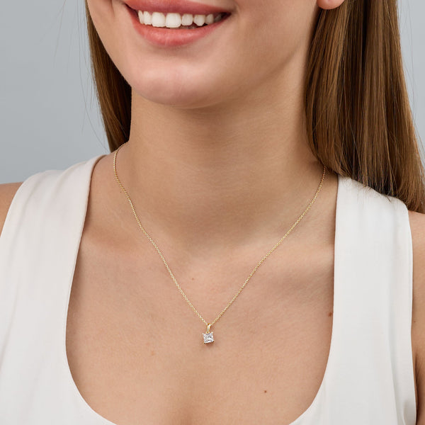 1 Carat Lab-Grown Diamond Princess-Cut Classic Solitaire Pendant — GILDED New York
