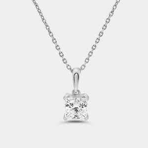 Gilded 1 Carat Lab-Grown Diamond Princess-Cut Classic Solitaire Pendant