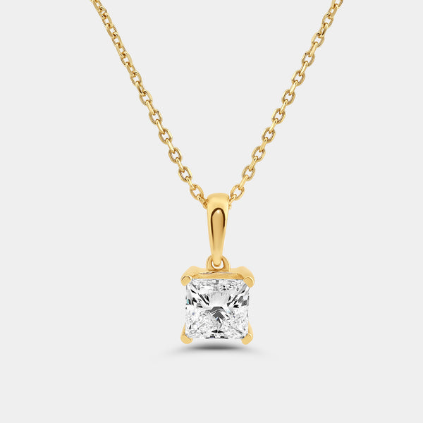 1 Carat Lab-Grown Diamond Princess-Cut Classic Solitaire Pendant — GILDED New York