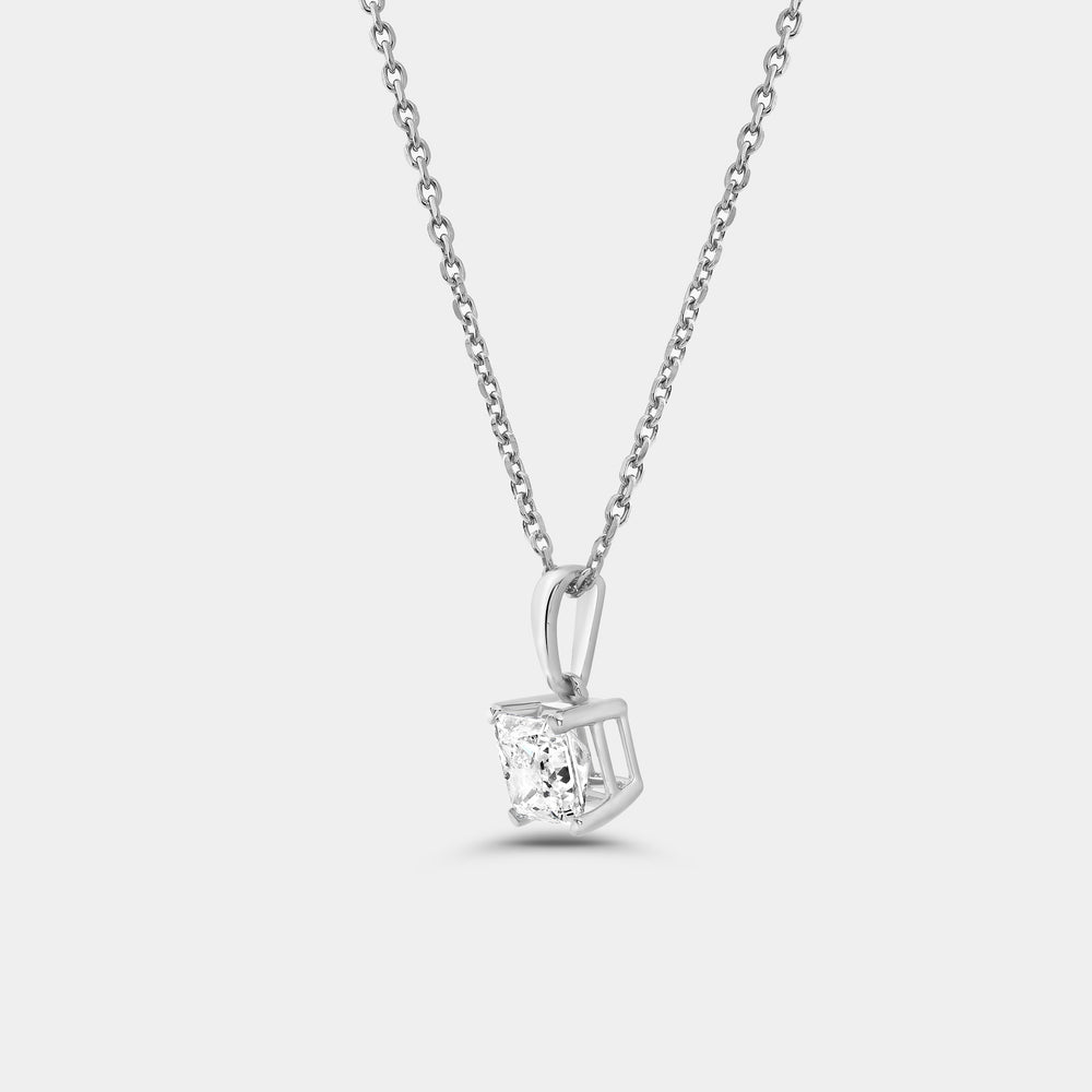 Gilded 1 Carat Lab-Grown Diamond Princess-Cut Classic Solitaire Pendant