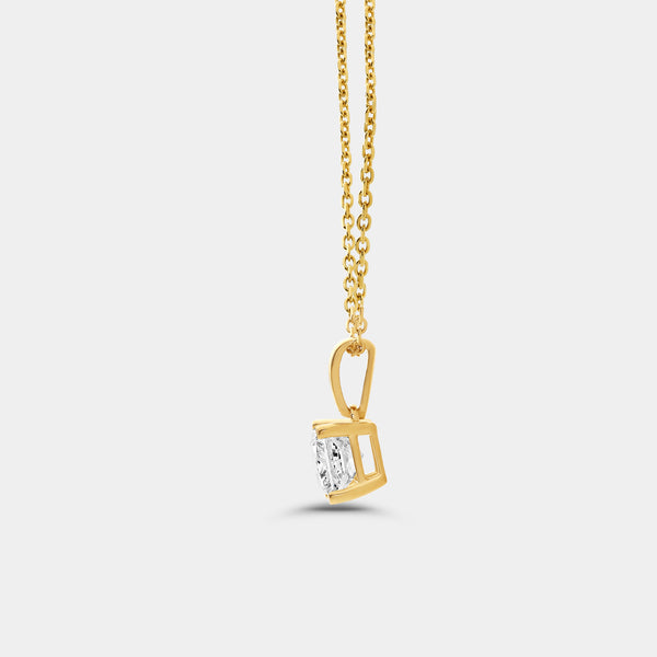 Gilded 1 Carat Lab-Grown Diamond Princess-Cut Classic Solitaire Pendant