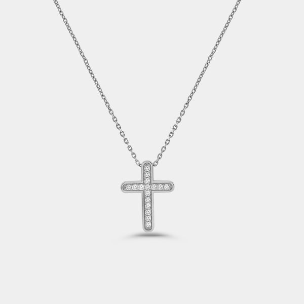 Gilded 1/4 Carat Lab-Grown Diamond Channel-Set Cross Pendant with Rounded Edges