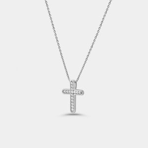 Gilded 1/4 Carat Lab-Grown Diamond Channel-Set Cross Pendant with Rounded Edges