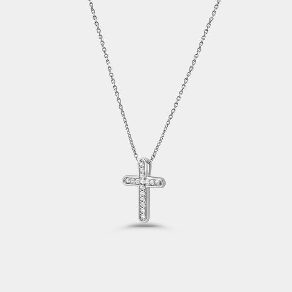 Gilded 1/4 Carat Lab-Grown Diamond Channel-Set Cross Pendant with Rounded Edges