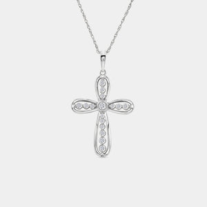 Gilded 1/4 Carat Lab-Grown Diamond Curved Edge Bail Cross Pendant