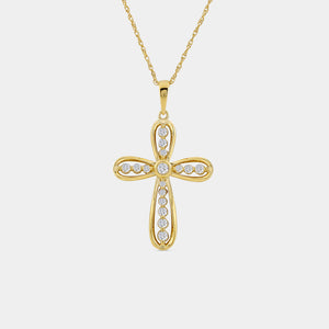 Gilded 1/4 Carat Lab-Grown Diamond Curved Edge Bail Cross Pendant