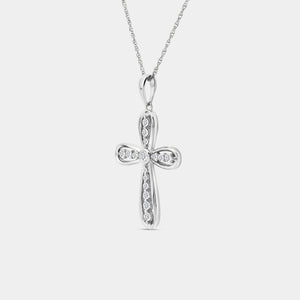Gilded 1/4 Carat Lab-Grown Diamond Curved Edge Bail Cross Pendant