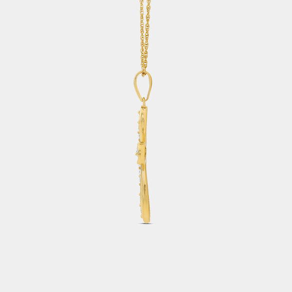 Gilded 1/4 Carat Lab-Grown Diamond Curved Edge Bail Cross Pendant