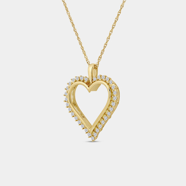 Gilded 1/4 Carat Lab-Grown Diamond Shadowed Heart-Shaped Pendant