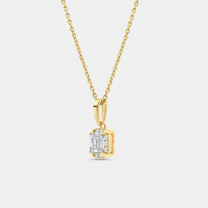 Gilded 1/2 Carat Lab-Grown Diamond Emerald-Cut Hidden Halo Solitaire Plus Pendant