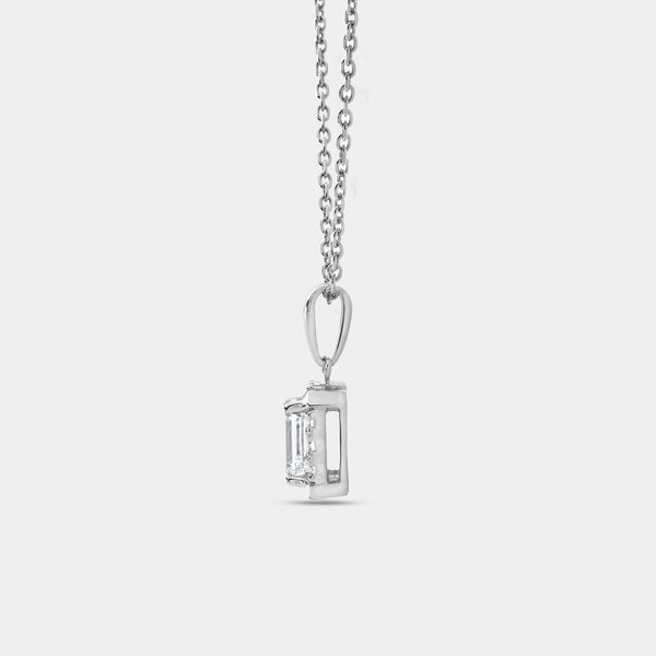 Gilded 1 Carat Lab-Grown Diamond Emerald-Cut Hidden Halo Solitaire Plus Pendant